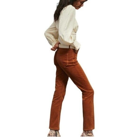 ANTHROPOLOGIE MOTHER The Mid Rise Dazzler Corduroy Pants Monks Robe Brown NEW - Picture 13 of 13
